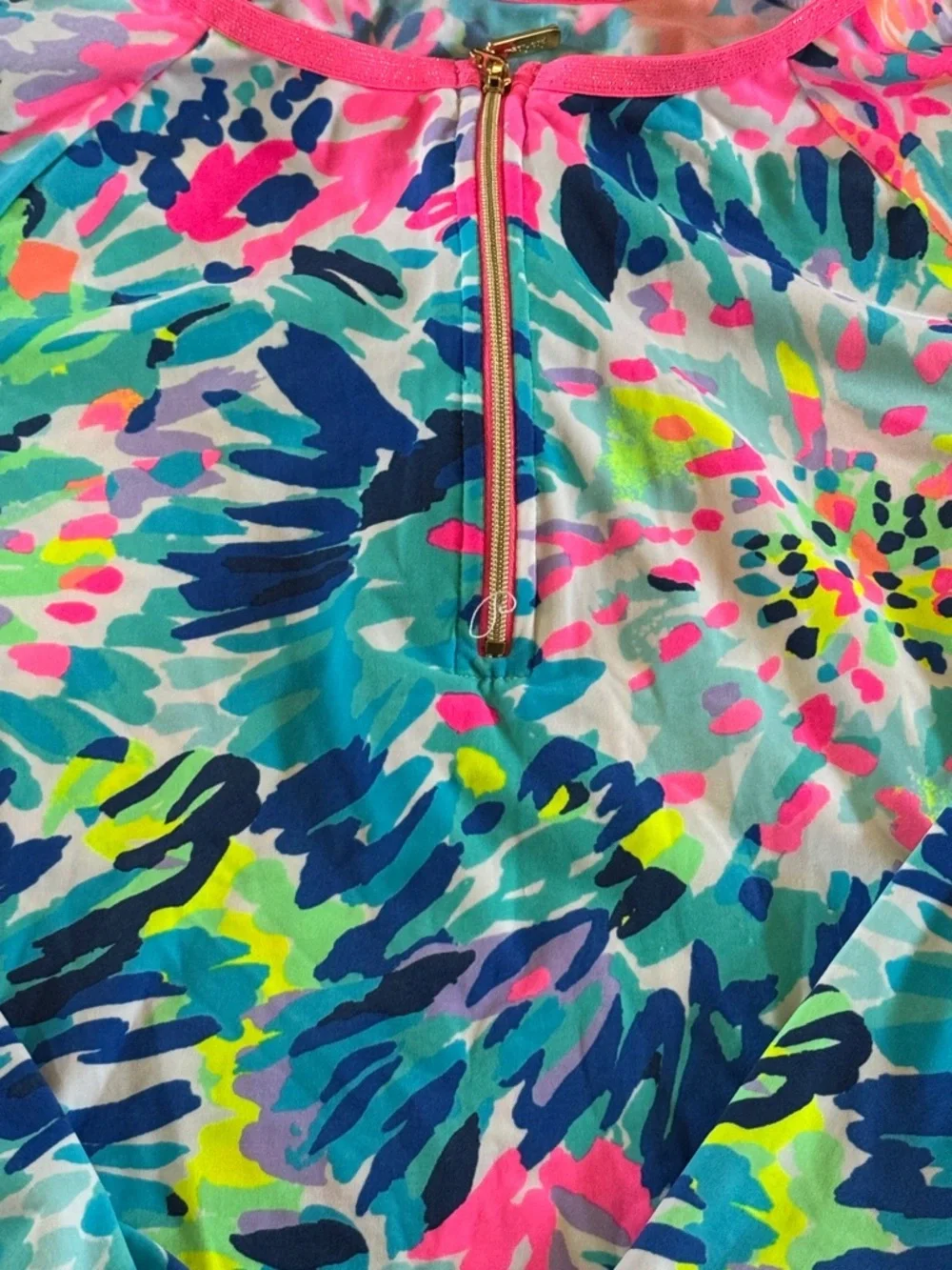 Lilly Pulitzer Girls' Long-Sleeve Floral Rashguard - Blue, Pink, Yellow XL 12/14